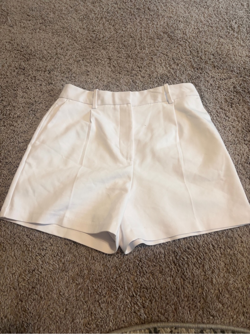 Zara White High-Rise Tailored Bermuda Shorts